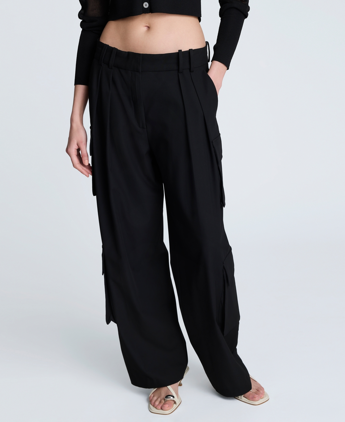 Kenneth Cole Women's Fly-front Pleated Cargo Pants