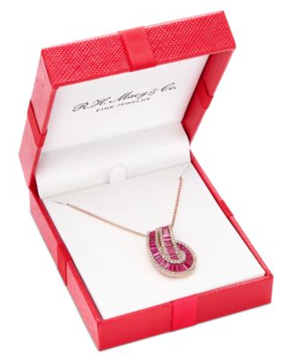 EFFY&reg; Ruby (2-1/3 ct. t.w.) & Diamond (3/8 ct. t.w.) Swirl 18" Pendant Necklace in 14k Rose Gold