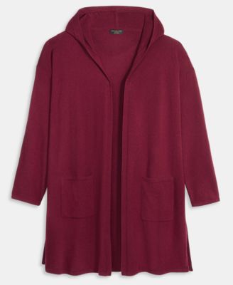 Plus Size Hooded 100% Cashmere Cardigan, Macy's Exclusive