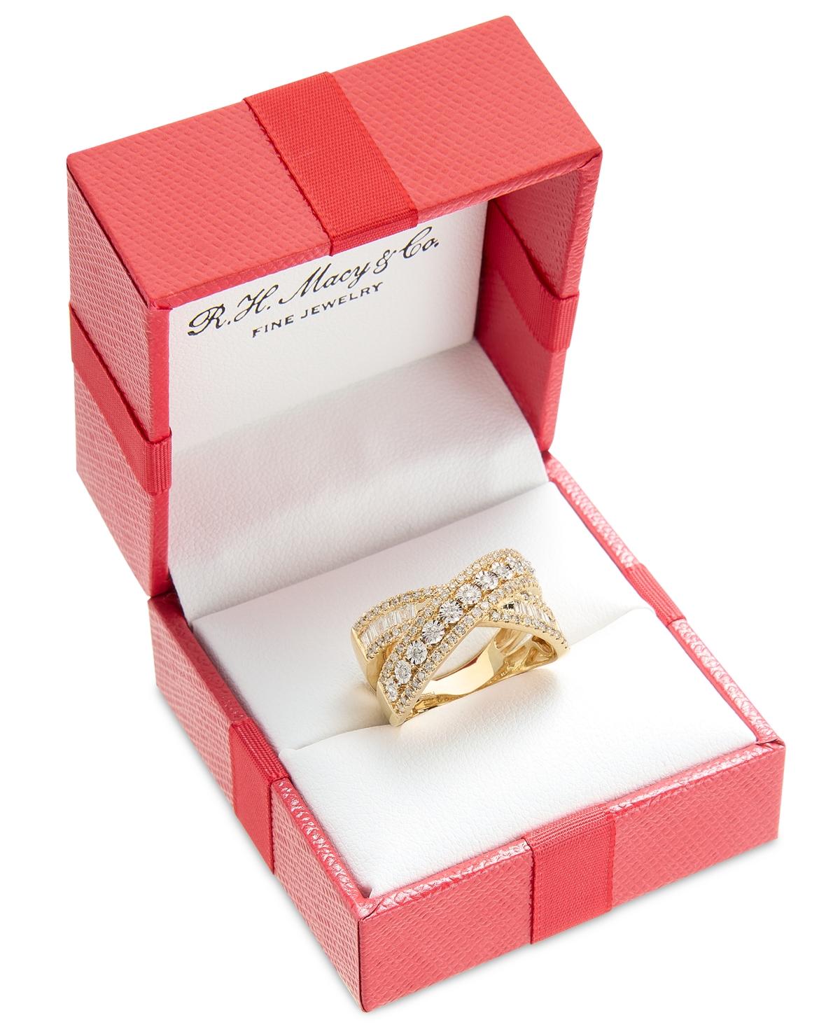 Effy Collection Effy Diamond Round & Baguette Crossover Statement Ring In White Gold (3/4 Ct. T.w.) (also Available  In Gold