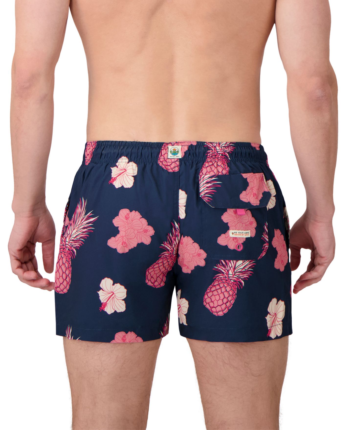 Плавки Tropical-Pattern для мужчин, тканый — Sunset x Vine, цвет: Тёмно-синий — фото 3