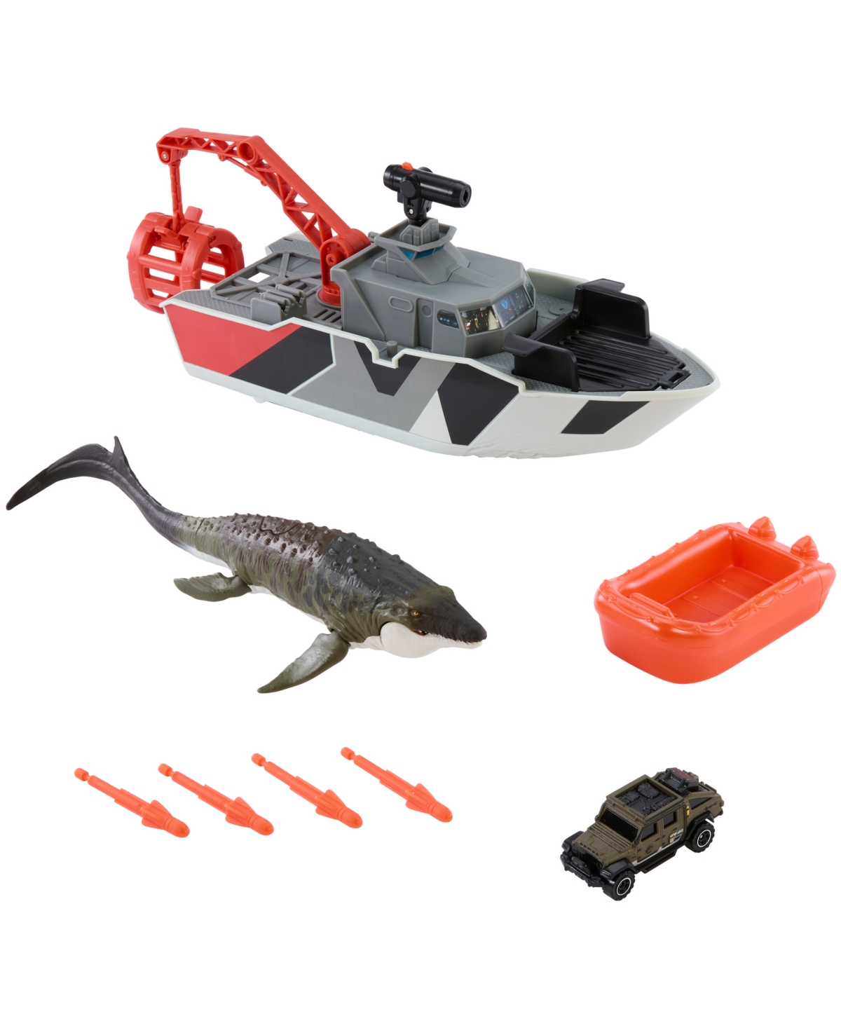 Matchbox Jurassic World Mosasaurus Rescue Action Boat Playset