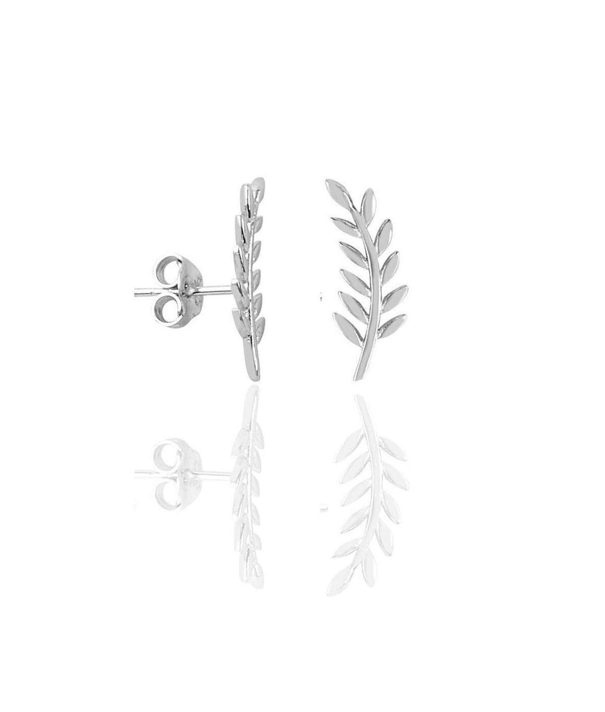 Wheat Earrings Ear Of Wheat Sterling Silver Stud Earring - Silver