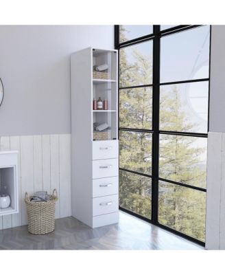 Bathroom Storage Cabinet with Glass Door and Sliding Drawers