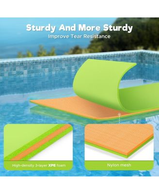 Green Water Floating Mat Foam Pad, 7x3FT Bouncy Tear-Resistant XPE Foam