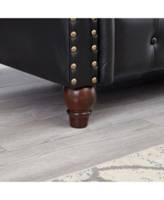 85.8" Chesterfield Sofa - Tufted Faux Leather