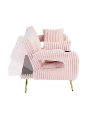 Streamdale White Corduroy Sofa with Pillows - Minimalist Living Room/Study