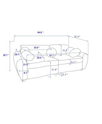 84" Black Corduroy Sofa Couch