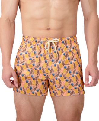 Sunset and Vines Men's Pineapple-Pattern Woven Swim Trunks