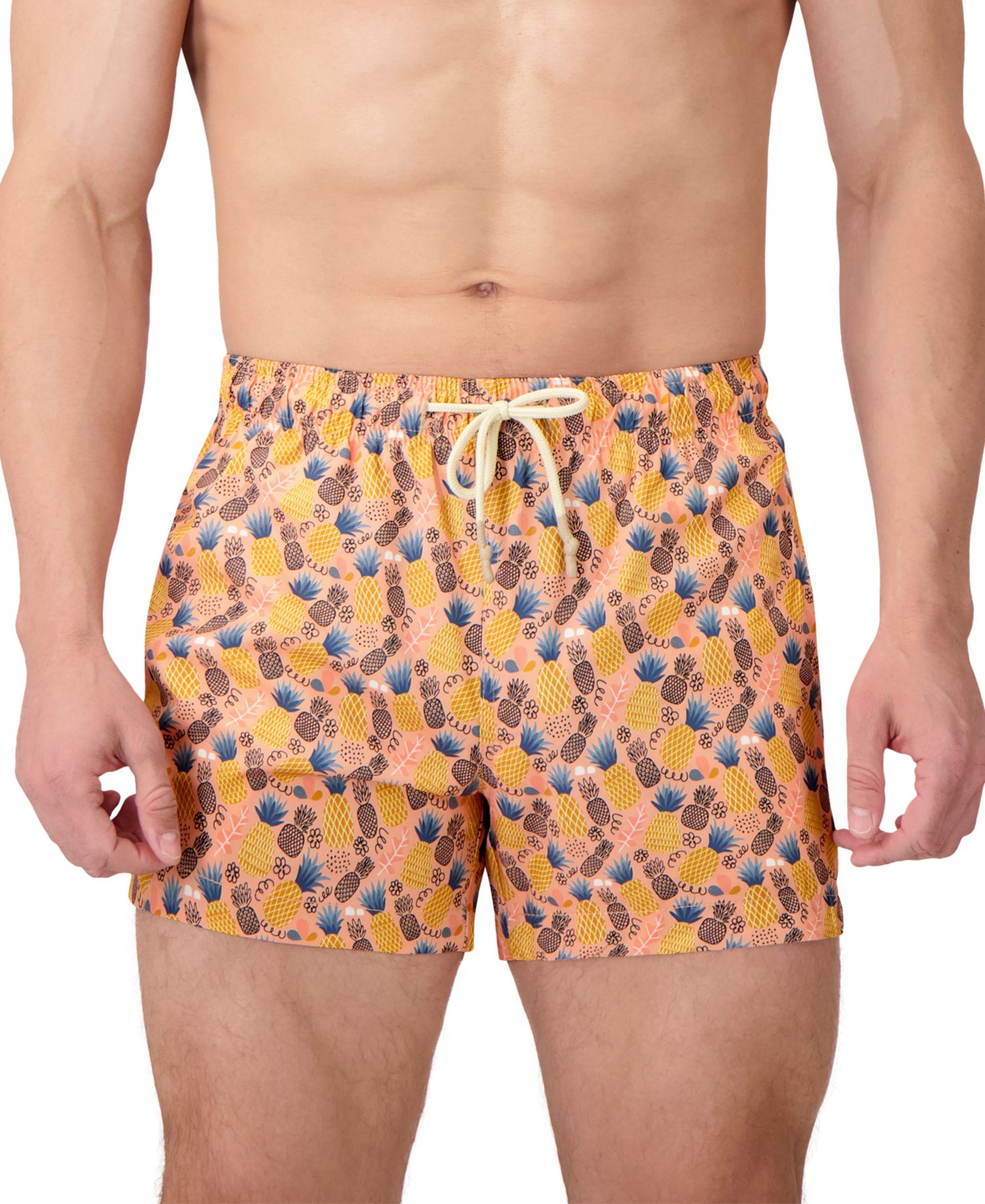 Sunset and Vines Men's Pineapple-Pattern Woven Swim Trunks