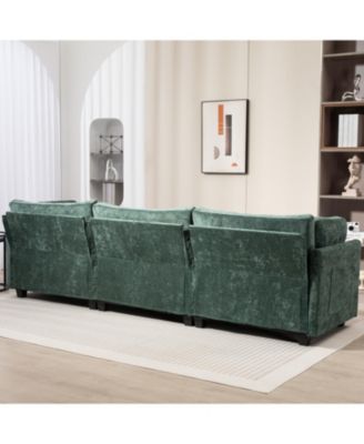 Streamdale 111.42x32.28" 3-Seater Chenille Sofa - Comfy, Cloud-Soft, with Side Pocket