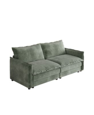 Corduroy Loveseat Sofa with Pillows