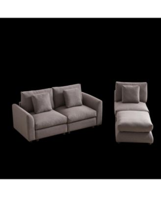 Streamdale 2 Pc Modular Sofa with Ottoman, Upholstery, Plastic Legs, Pillows & Cushions – Living Room Furniture