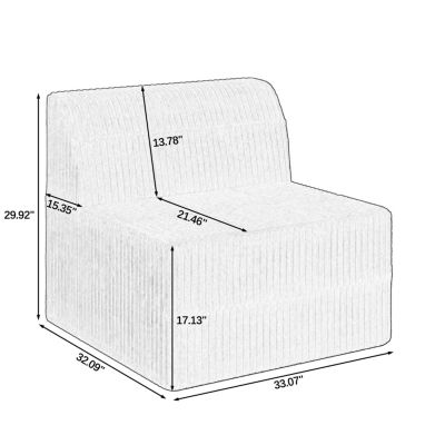 Streamdale L-Shape Modular Sofa Minimalist Corduroy Couch with Sleeper for Compact Living