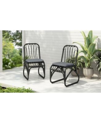 Streamdale Outdoor Grey Wicker Dining Chairs (Set of 2) with Washable Cushions