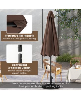 Outdoor Heavy Duty Market Umbrella with Crank Handle and 8 Sturdy Ribs