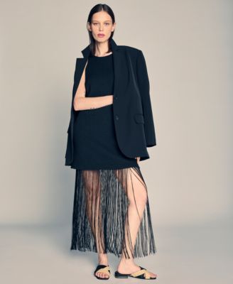 Women's Fringe-Hem Mini Sleeveless Shift Dress