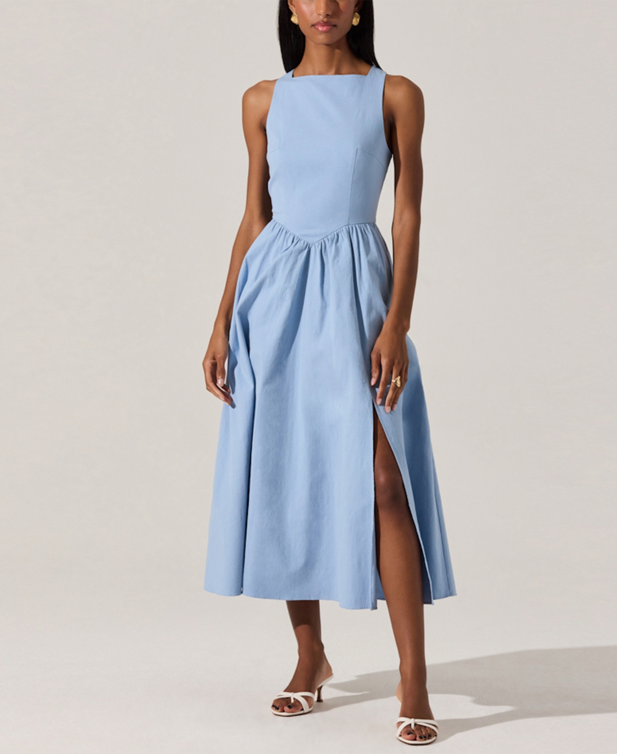 Women's Bow-Back Apron Dress - Blue