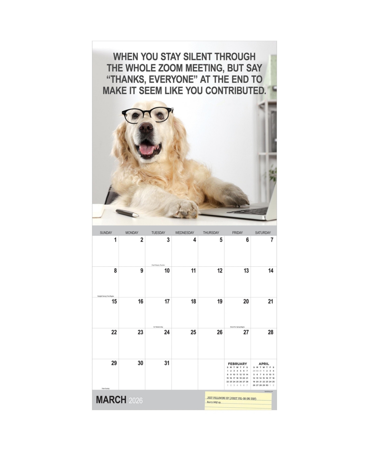 2026 Desk Dogs Wall Calendar - Multicolor