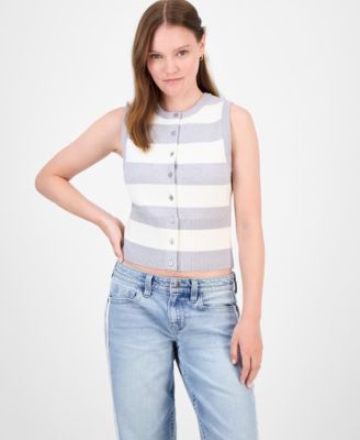 Ultra Flirt - Juniors' Striped Crewneck Sweater Vest