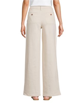 Women's High Rise Soft Denim Pleated Wide Leg Trousers Pant