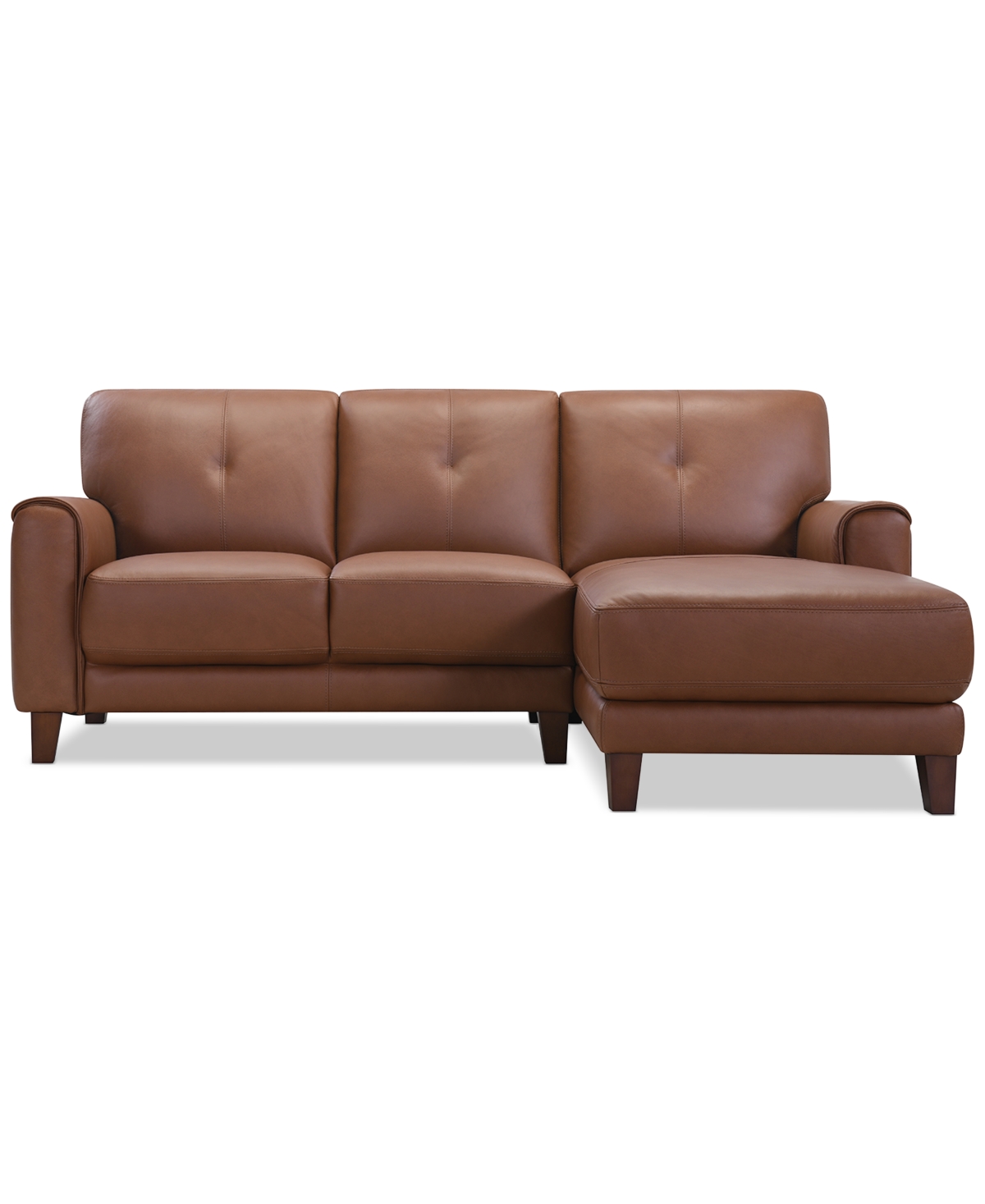 Macy's Ashlinn 2-pc. Leather Chaise Sofa, Exclusively At  In Brown