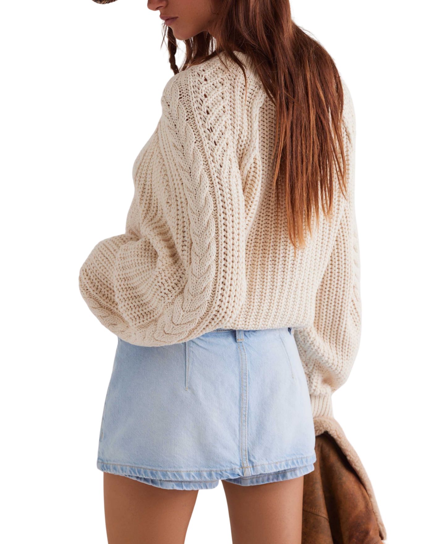 Женская юбка-шорты Free People Galivanting Denim Mini Skort, цвет: Aegean — фото 4