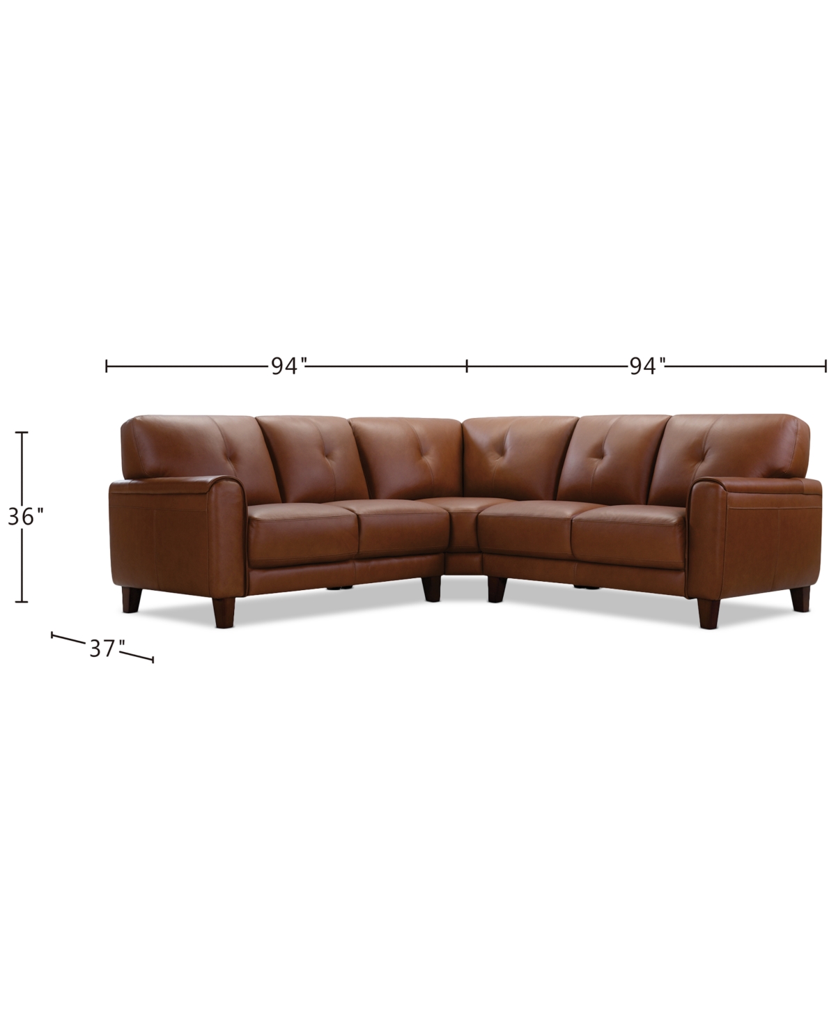 Macy's Ashlinn 3-pc. Leather L Sectional, Exclusively At  In Brown