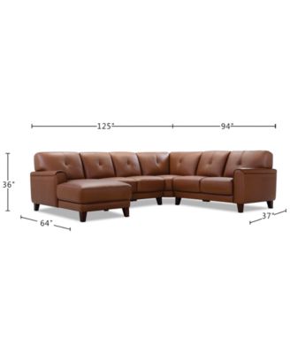 Ashlinn 4-Pc. Leather Chaise Sectional, Exclusively at Macy's
