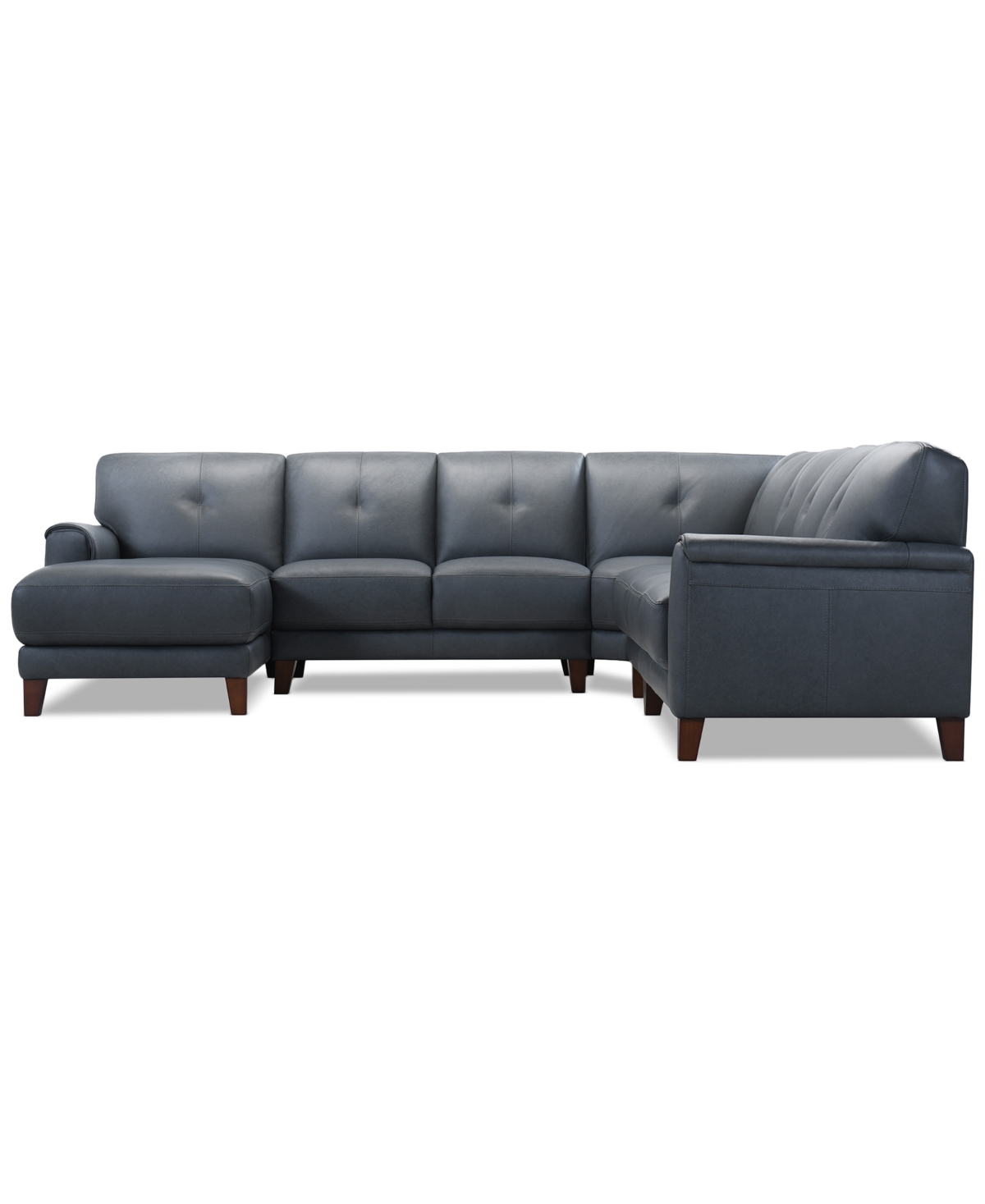 Macy's Ashlinn 5-pc. Leather Chaise Sectional, Exclusively At  In Gray