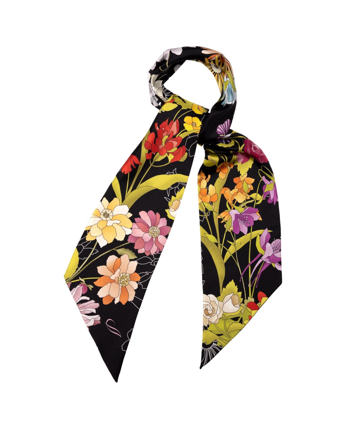 Vanessa - Skinny Silk Scarf for Women - Black