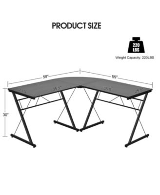 59 Inch L-Shaped Desk Corner Computer Desk with Round Corner