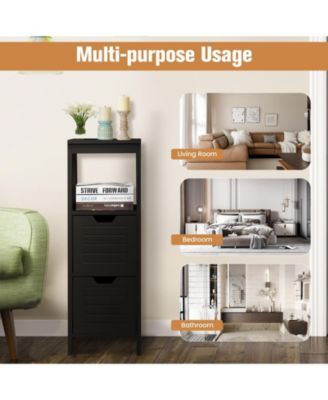 Bathroom Wooden Floor Cabinet Multifunction Storage Rack Stand Organizer