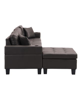 Streamdale Modern Chaise Sectional (4-Seater, Chocolate Brown)
