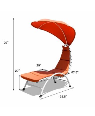 Patio Lounge Chair Chaise Outdoor w/ Steel Frame Cushion Canopy