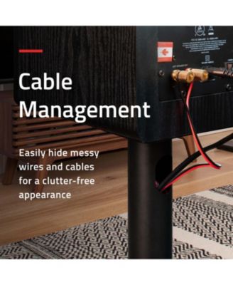 Floor Speaker Stands for Surround Sound and Bookshelf Speakers with Solid Construction, Adjustable Floor Spikes, Rubber Isolation Feet, Cable Management, Square Base - Matte Black/Pair (SS05S)