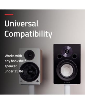 Floor Speaker Stands for Surround Sound and Bookshelf Speakers with Solid Construction, Adjustable Floor Spikes, Rubber Isolation Feet, Cable Management, Square Base - Matte White/Pair SS05SWH