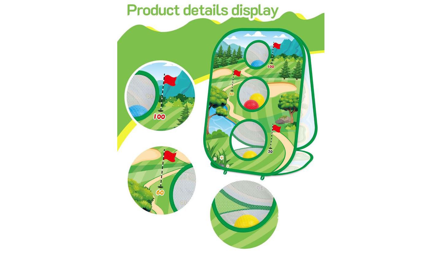 Детские игрушки TITQWOP 4-in-1 Sticky Golf Games Set with Putting Mat, Chipping Net & Cornhole Board, Ages 4+ — фото 2
