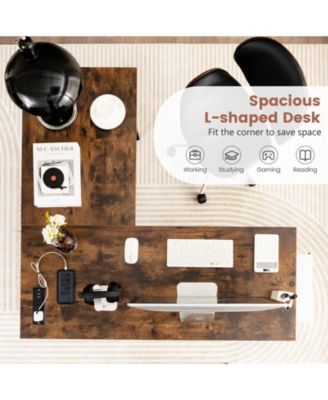 L-Shaped Corner Computer Desk with Storage Shelves