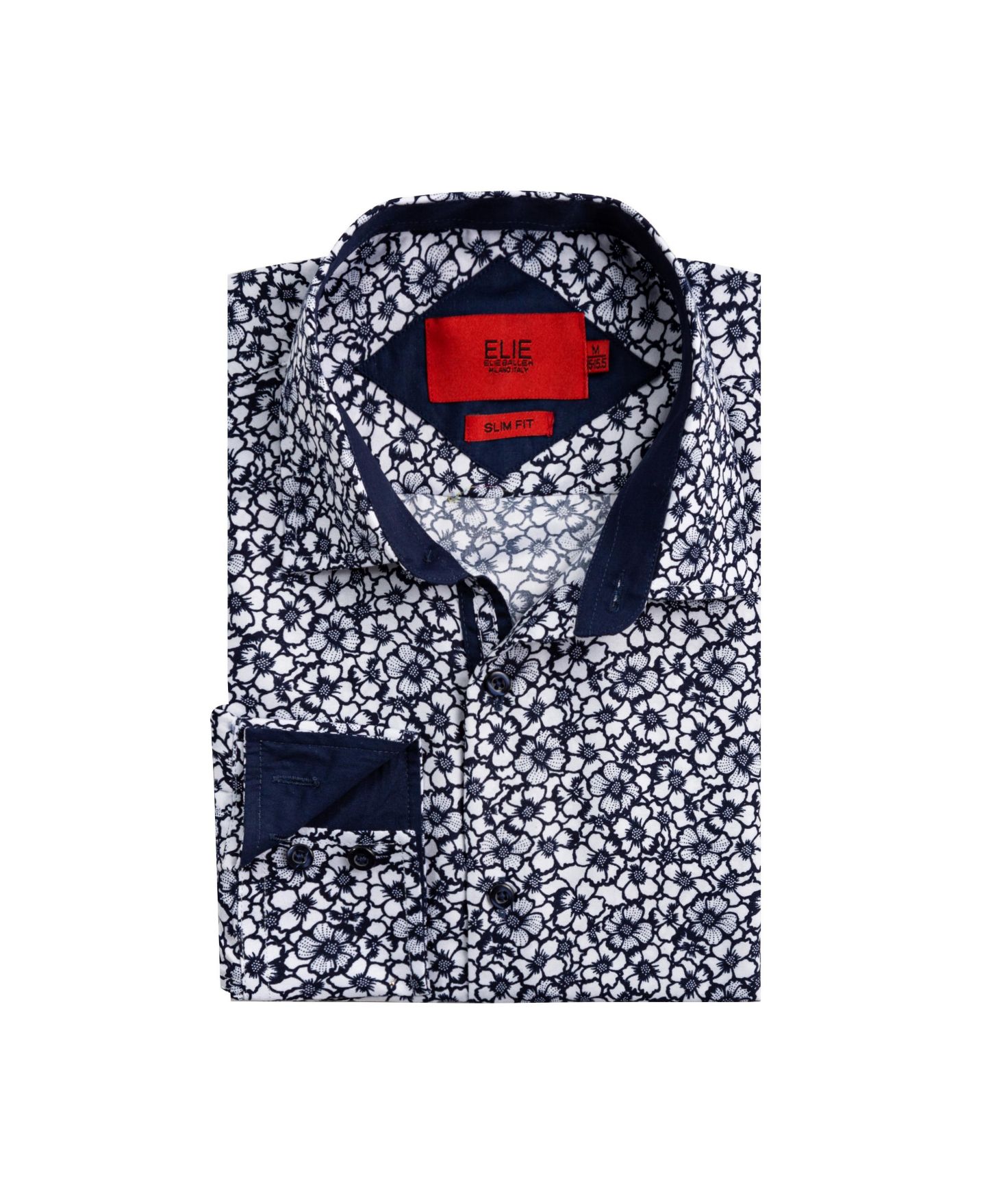 Рубашка Elie Balleh White Slim Fit Floral Dress Shirt для мальчиков, цвет: Белый — фото 1