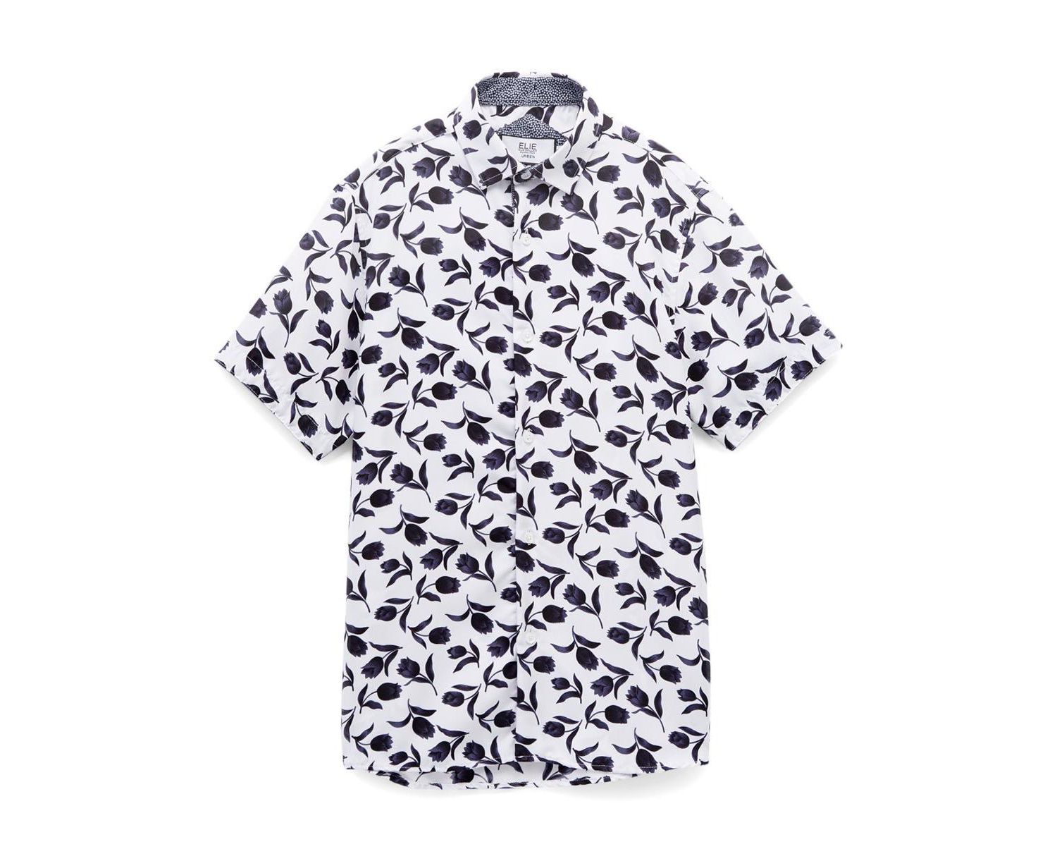 Big Boys Blue Floral Button-Down Slim Fit Short Sleeve Shirt