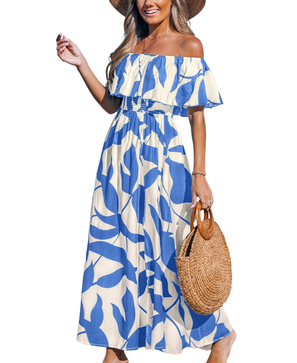 Women's Ocean Canvas Blue Maxi Beach Dress - Light/pastel blue