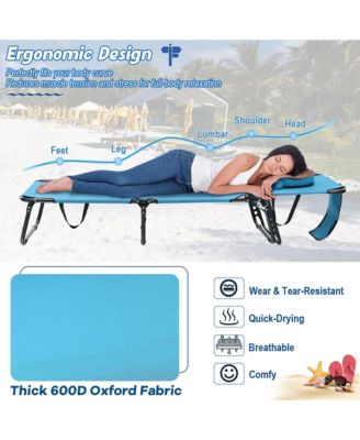 Folding Chaise Lounge Chair Bed Adjustable Patio Beach Camping Recliner