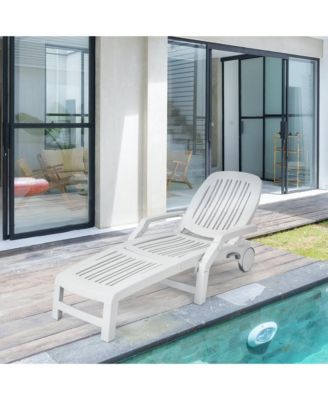 Set of 2 Patio Adjustable Chaise Lounge Chair Folding Recliner w/ Wheels