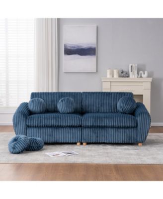 Streamdale 84" Blue Corduroy Sofa Couch