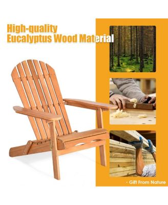Eucalyptus Adirondack Chair Foldable Outdoor Wood Lounger Chair