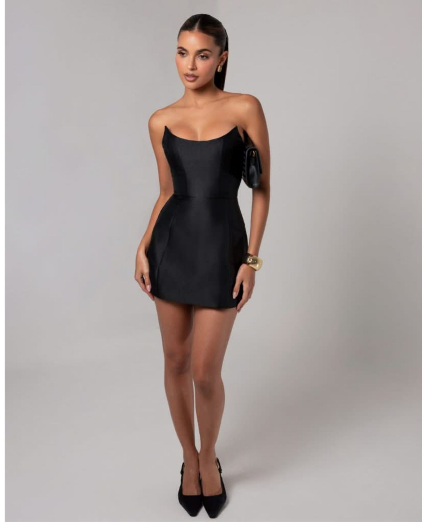 Women's Strapless Sheen Corset Mini Dress