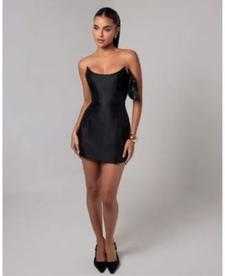 Heiress Beverly Hills Women's Strapless Sheen Corset Mini Dress - Black