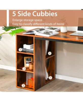 Computer Desk with 5 Side Shelves and Metal Frame