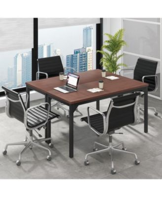 55 Inch Conference Table with Heavy-duty Metal Frame